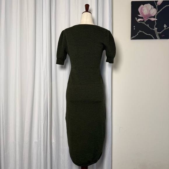 Talbots Merino Wool Blend Sweater Dress Olive Green Size Small - Picture 3 of 14